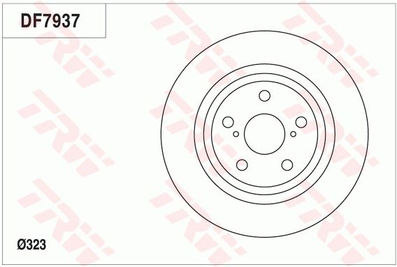 比亚迪 S7 2017款 2.0T 自动旗舰型(BYD487ZQA) TRW DF7937 前刹车盘 制动盘类型:通风盘;直径（毫米）:323;制动盘厚度（毫米）:28;最小厚度（毫米）:26;孔的数量1:5;定心直径（毫米）:62;高度（毫米）:50,5;螺纹尺寸:16.3;孔所在圆周直径（毫米）:120;EAN编码:3322938101350 