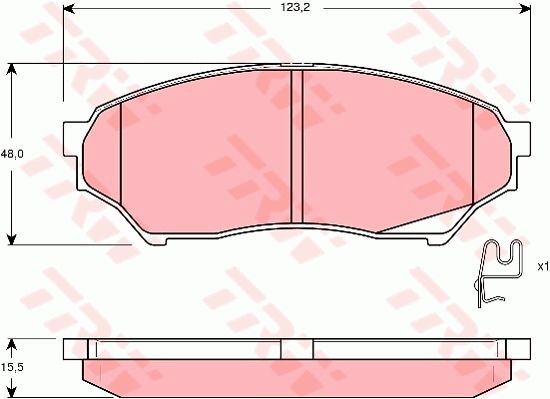 猎豹汽车 猎豹CS7 2009款 艺术版 2.0L 手动舒适 2WD(4G94) TRW GDB3270 前刹车片 特定生产商:SUMITOMO;长度（毫米）:123,2;高度（毫米）:48,0;厚度（毫米）:15,5;磨损报警触点:带磨损音频报警;补充件/补充信息:带附件;检测记号:E2 90R 01124/019;EAN编码:3322937287796;开槽:有;倒角:有;消音片:4;弹簧:1 (独立的) 