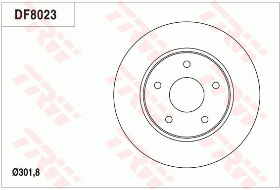 长安 奔奔 2015款 1.4L 手动舒适型 国IV(JL473Q1) TRW DF8023 前刹车盘 制动盘类型:通风盘;直径（毫米）:301,8;制动盘厚度（毫米）:28;最小厚度（毫米）:26,4;孔的数量1:5;定心直径（毫米）:72,5;高度（毫米）:38,2;螺纹尺寸:14.1;孔所在圆周直径（毫米）:127;EAN编码:3322938142070;替换的文章:DF6253S 