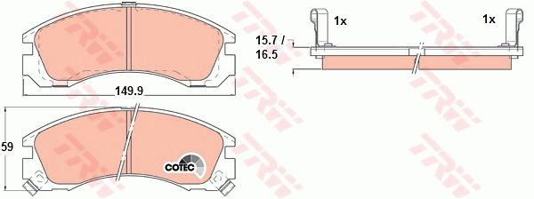 猎豹汽车 Mattu 2020款 1.6T DCT尊贵型(CE16) TRW GDB1126 前刹车片 特定生产商:AKEBONO;磨损报警触点:带磨损音频报警;检测记号:E1 90R 01024/123;高度（毫米）:59;长度（毫米）:149,9;厚度（毫米）:15,7;EAN编码:3322936411260;开槽:有;消音片:2 + 2;弹簧:2 
