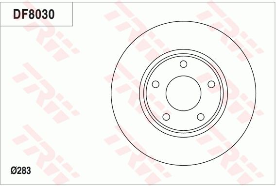 东风 帅客 2011款 1.6L 手动实用型7座(TU5JP4) TRW DF8030 前刹车盘 制动盘类型:通风盘;最小厚度（毫米）:24;制动盘厚度（毫米）:26;直径（毫米）:283;孔所在圆周直径（毫米）:114,3;孔的数量1:5;定心直径（毫米）:68;高度（毫米）:34;螺纹尺寸:12.8;EAN编码:3322938143749 
