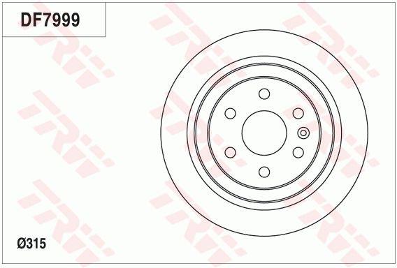 凯迪拉克 SRX 2011款 3.0L 豪华型(LF1) TRW DF7999 后刹车盘 制动盘类型:通风盘;直径（毫米）:315;制动盘厚度（毫米）:23;最小厚度（毫米）:21,5;孔的数量1:6;定心直径（毫米）:67,4;高度（毫米）:48,1;螺纹尺寸:16.1;孔所在圆周直径（毫米）:120;EAN编码:3322938144500 