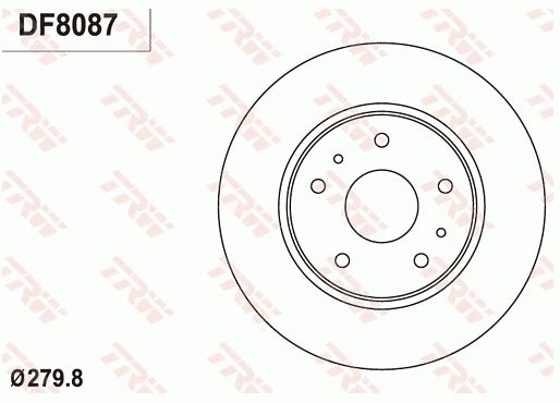 铃木 天语 SX4 2011款 两厢 1.6L 自动灵动型(M16A4) TRW DF8087 前刹车盘 制动盘类型:通风盘;制动盘厚度（毫米）:22;直径（毫米）:279,8;孔所在圆周直径（毫米）:114,3;孔的数量1:5;最小厚度（毫米）:20;定心直径（毫米）:62;高度（毫米）:47;螺纹尺寸:12.7;EAN编码:3322938188856 