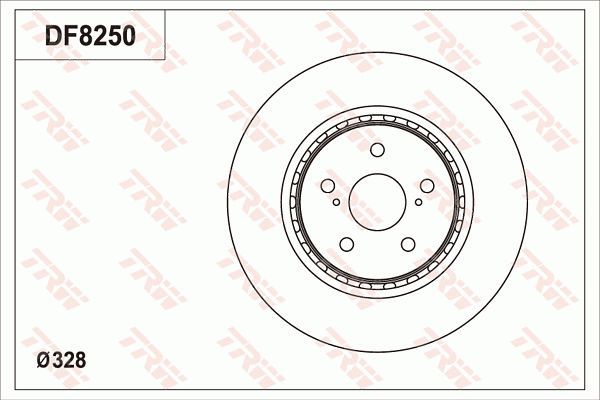 丰田 汉兰达 2012款 2.7L 两驱5座精英版(3AR-FE) TRW DF8250S 前刹车盘 制动盘类型:通风盘;制动盘厚度（毫米）:28;最小厚度（毫米）:25;高度（毫米）:49,5;孔所在圆周直径（毫米）:114,3;孔的数量1:5;螺纹尺寸:14.5;直径（毫米）:328;定心直径（毫米）:62,1;EAN编码:3322938392789 