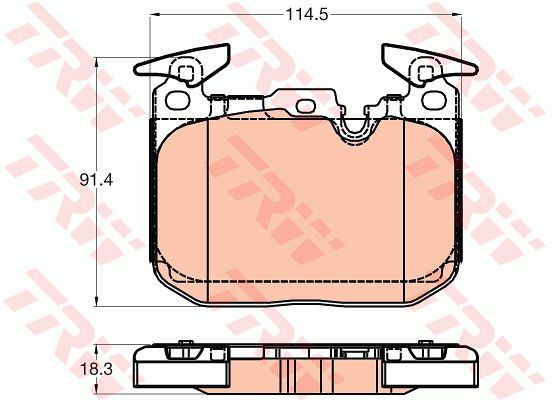 宝马 M2 2016款 M2(N55) TRW GDB2031 前刹车片 特定生产商:BREMBO;长度（毫米）:114,5;高度（毫米）:71,2;厚度（毫米）:18,5;磨损报警触点:用于已装配磨损报警指示器的;检测记号:E990R-02A0107/3232Ex;EAN编码:3322938218829;倒角:有;消音片:4 + 4 