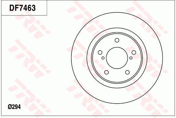 Jeep 指南者(进口) 2013款 2.4L 四驱豪华版(B) TRW DF7463 前刹车盘 制动盘类型:通风盘;直径（毫米）:294;制动盘厚度（毫米）:26;最小厚度（毫米）:24,4;孔的数量1:5;定心直径（毫米）:69;高度（毫米）:46;螺纹尺寸:12.6;孔所在圆周直径（毫米）:114,3 