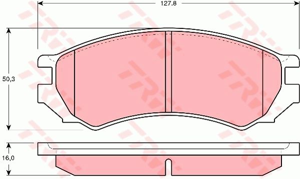 大众 辉昂 2018款 改款 480 V6 四驱豪华旗舰版(CRE) TRW GDB1005  特定生产商:AKEBONO;磨损报警触点:不适用于装备了磨损报警指示器的车辆;检测记号:E1 90R 01024/171;高度（毫米）:50,3;长度（毫米）:127,8;厚度（毫米）:16;EAN编码:3322936410058;开槽:有;倒角:有;消音片:4 