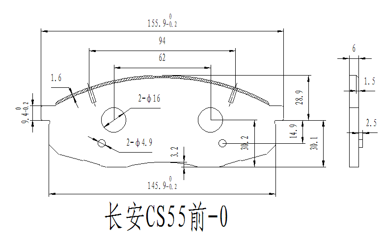 长安 CS55 2017款 1.5T 自动炫色型(JL476ZQCD) 安士力 ASL161 前刹车片  