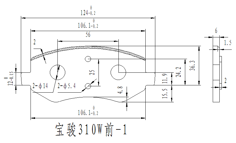 宝骏 宝骏310W 2020款 1.5L 自动乐享型 国VI(L2B) 安士力 ASL167 前刹车片  