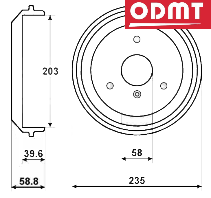 smart smart fortwo 2012款 1.0 MHD 敞篷烈焰特别版(3B21(132 910)) 北京欧顿麦田 OD-K03907 后刹车盘 制动鼓内直径:203;节圆直径:112;中心孔直径:58;固定孔数量:3;定位孔数量:1;总高:58.8 